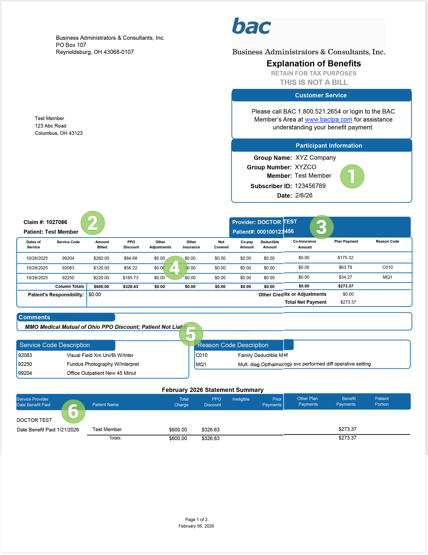Sample EOB - Image
